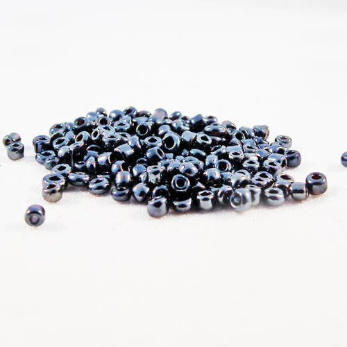 Lot de 1000 petites perles de rocaille en verre opaque gris foncé gunmetal métallique spacer 