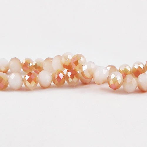 Psm25b - 10 perles précieuses 8x6mm beige écru crème opaque reflets marron orangé pâle 