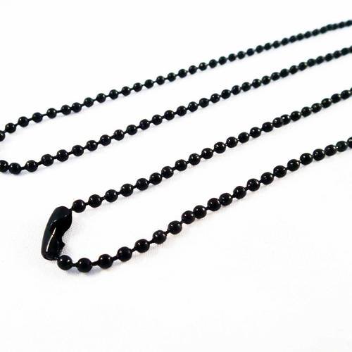 Sbc71 - collier à chaîne à billes noir 66cm avec fermoir 