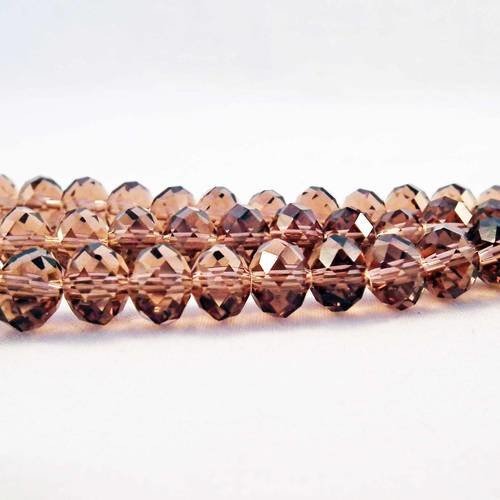 Une enfilade de 70 perles précieuses 8x6mm prune marron pâle en verre cristal à facettes 