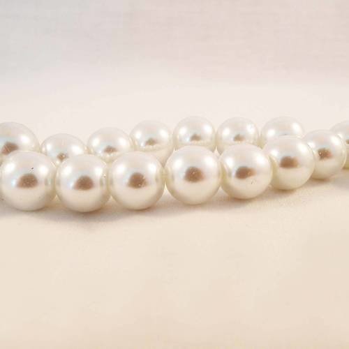 Pdl89 - lot de 5 perles blanches en verre nacré de 10mm de diamètre 