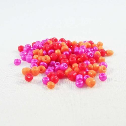 Pro22 - lot de 1000 petites perles de rocaille en verre opaque teintes été rose rouge orange spacer 