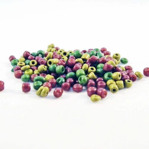 Isp41 - lot de 100 petites perles de rocaille en verre opaque teintes de vert olive kaki marron camouflage spacer 