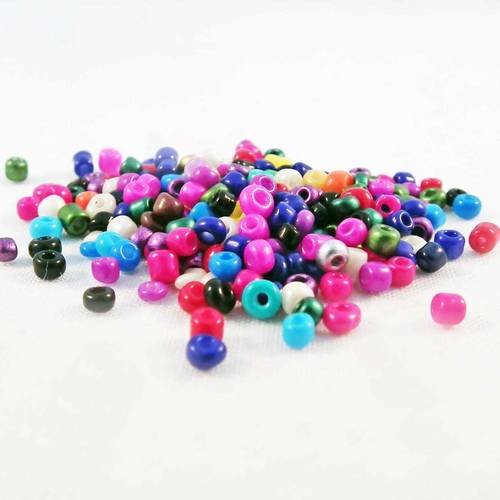 Isp44m - lot de 100 petites perles de rocaille en verre opaque de couleurs mixtes spacer 