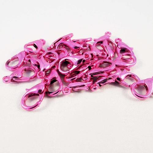 Mc41 - lot de 3 fermoirs à mousqueton de 12mm de couleur rose électrique 