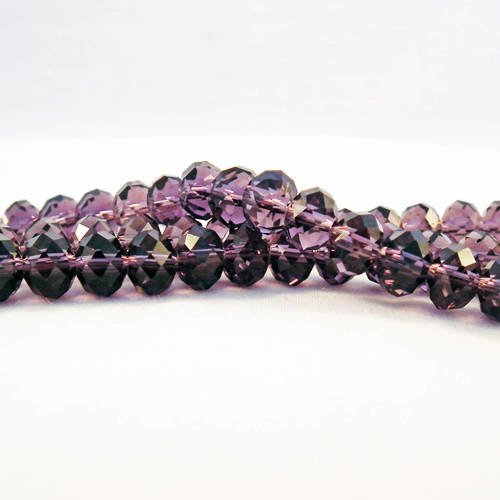 Psm22-  10 perles précieuses 8x6mm violet mauve prune pâle en verre cristal à facettes 