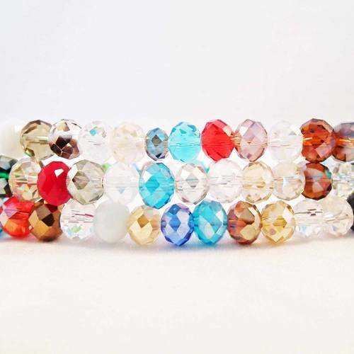 Psm52 - 20 perles précieuses 8x6mm de couleurs mixtes aléatoires en verre cristal à facettes 
