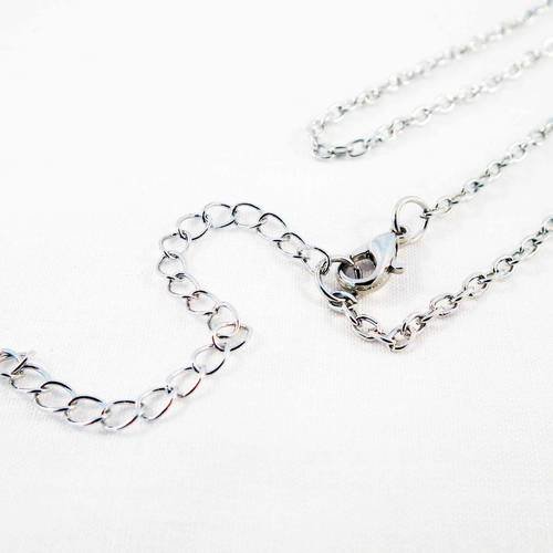 Collier à chaîne 40cm argenté avec fermoir à mousqueton et chaînette d'extension 