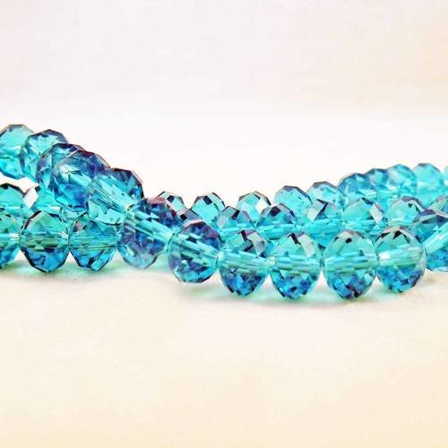 Psm24 - 10 perles précieuses 8x6mm bleu océan turquoise en verre cristal à facettes 