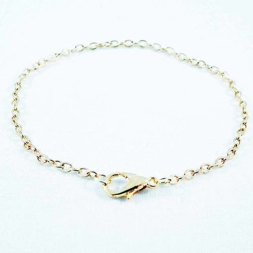 Bracelet 18cm à chaîne mailles 3mm x 2mm doré mat reflets rosé avec fermoir à mousqueton 