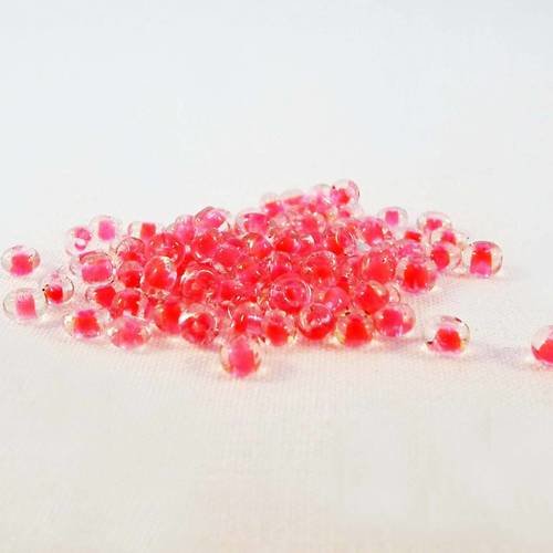 Pro42 - lot de 100 petites perles de rocaille en verre transparent rose pêche foncé spacer 