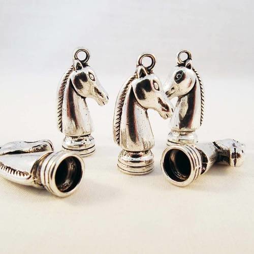 Lot de 2 embouts à coller en forme de cheval de 26mm x 13mm, taille du trou intérieur de 6mm de diamètre, argent vieilli 