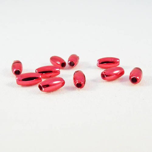 Int63 - 10 perles ovales rouges en acrylique intercalaire spacer de 6mm x 3mm 