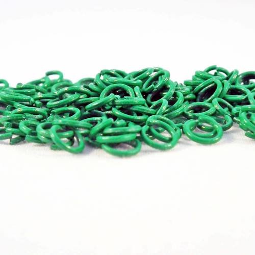 Fc37v - 20 anneaux de jonction ouvert de couleur vert golf de 5mm de diamètre 