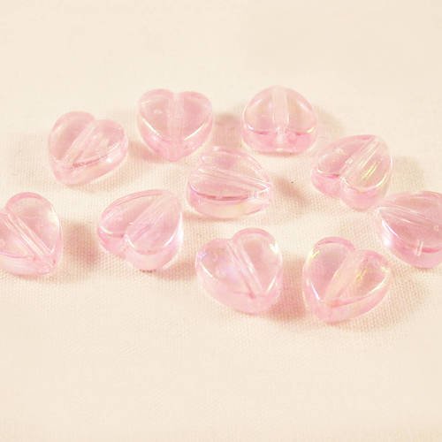 Int64 - lot de 10 perles en forme de coeur rose pâle transparent en acrylique spacer intercalaire 