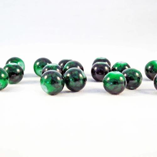 Pdl64 - 10 perles en verre lampwork tchèque à reflets de couleur vert 8mm de diamètre 