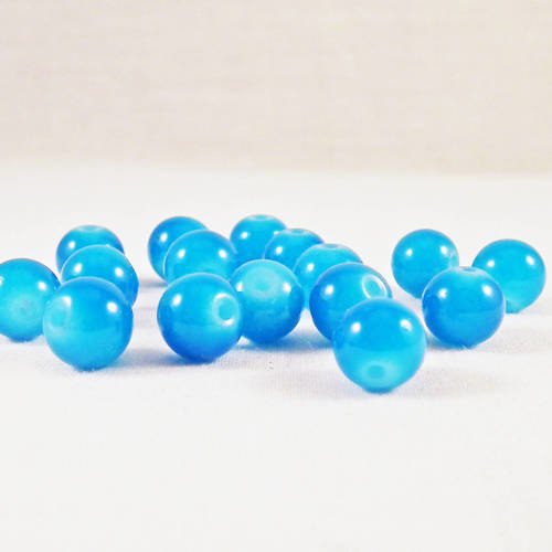 Pdl68 - 10 perles en verre lampwork tchèque à reflets de couleur bleu 8mm de diamètre 