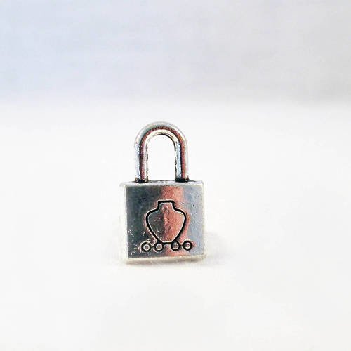 Bcp05m - petite breloque pendentif cadenas à motif en argent vieilli clé amour poisson secret coeur voyage 