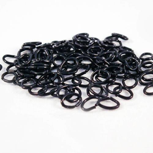 Fc14m - 20 anneaux de jonction ovales 6.5mm x 4.5mm ouvert de couleur noir 