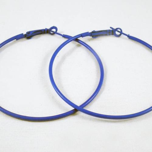 Bo02 - 1 paire de boucles d’oreilles créoles bleu 