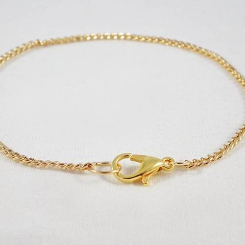 Sbc51 - bracelet 18.5cm à chaîne fines mailles doré mat avec fermoir à mousqueton 