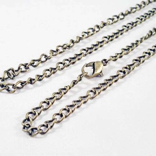 Sbc39 - collier à chaîne 68cm à mailles bronze avec fermoir à mousqueton 