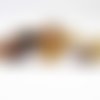 Hev02 - magnifique breloque pendentif de forme rectangle irrégulière en verre oeil de tigre marron couleur bois avec bélière 