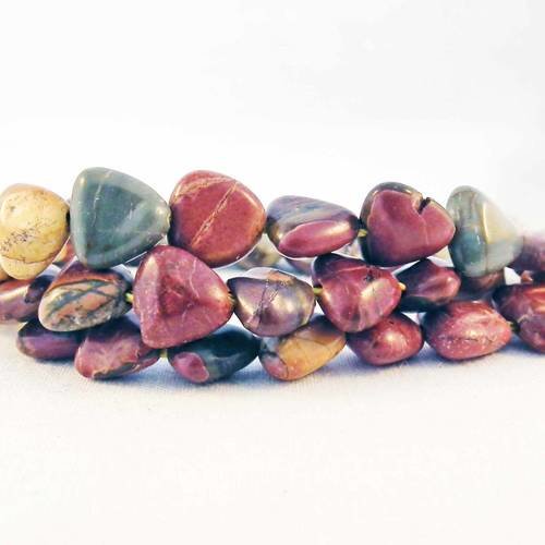 Hev15 - lot de 10 perles naturelles picasso jasper en forme de coeur de 8mm 