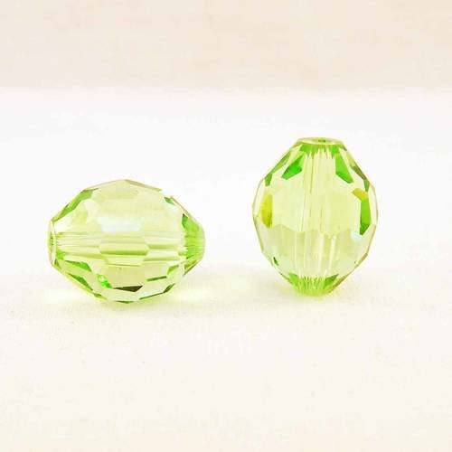 Pac88 - 2 perles précieuses vert transparent 16mm x 10mm en cristal à facettes 
