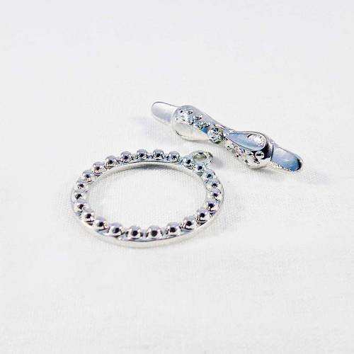 Rare fermoir fermoir toggle rond et boucle à cristal strass argenté 