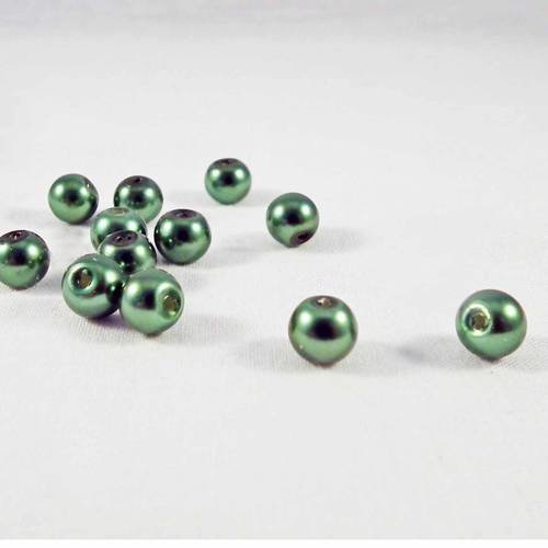 Pac81 - 10 perles rondes vert kaki de 6mm de diamètre 