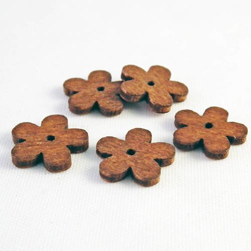 Pbb19 - lot de 5 perles en bois en forme de fleurs marron intercalaire spacer 