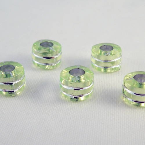 Int93 - lot de 5 perles à motifs rayures vert transparent de 8mm x 6mm 