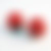 Pac46 - 2 grosses perles en acrylique rouge bubble gum opaque de 20mm de diamètre 