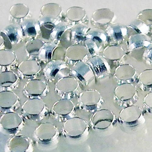 Cpe09d - lot de 30 perles à écraser de couleur argent brillant de 2mm en cuivre 
