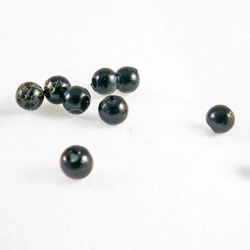 Pd25p - 10 perles rondes en acrylique de 3mm de diamètre noir 