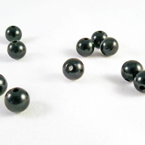 Pd25g - 10 perles rondes en acrylique de 8mm de diamètre noir 