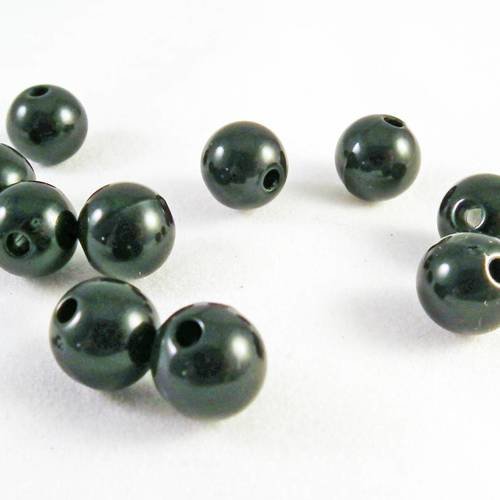 Pd25l - 10 perles rondes en acrylique de 10mm de diamètre noir 