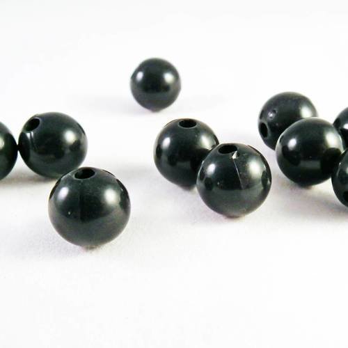 Pd25x - 10 perles rondes en acrylique de 12mm de diamètre noir 