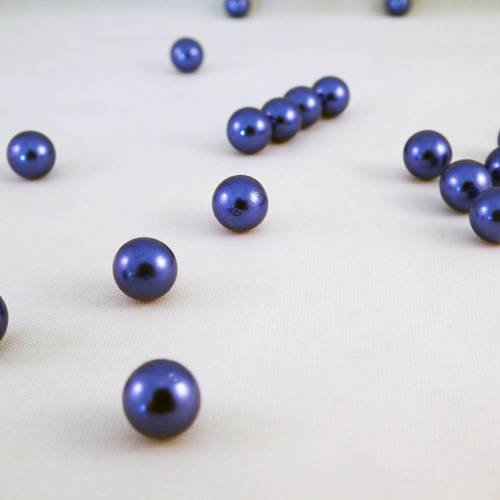 Pac71 - 20 boules perles sans trou pour décoration ou à coller teinte bleu scrapbook 