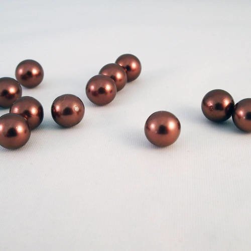 Pac72 - 20 boules perles sans trou pour décoration ou à coller teinte rouge marron cuivre scrapbook 