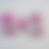 Pdl120 - lot de 5 perles à motifs teintes de rose fuchsia et blanc de style pandora de 14mm x 8mm. 
