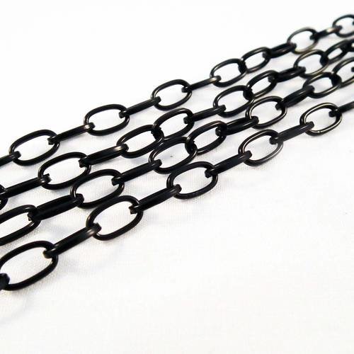 Ch26 - 1m de chaîne noire maille forçat ovale 8mm x 6.5mm 