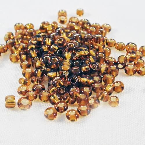 Lot de 1000 petites perles de rocaille en verre transparent marron brun café à reflets pâle spacer 