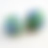 Pfh03 - lot de 2 perles en polymère finit mat doux effet caoutchouc de 20mm à motifs fleuris fleurs hawaï vert 