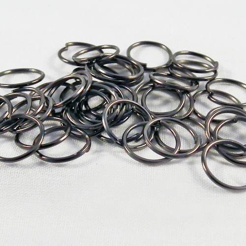 Ans33 - lot de 20 anneaux de jonction ouverts de 14mm de couleur gunmetal 