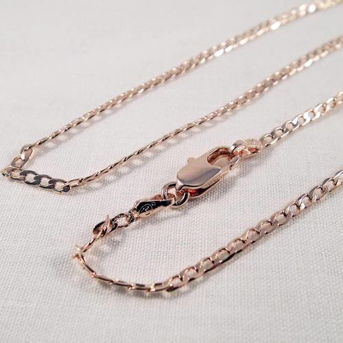 Collier 43cm chaîne fine plaqué or rose 9k avec fermoir 