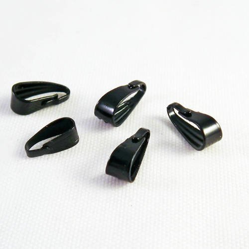 Fc17 - lot de 5 bélières noires à pince, 8mm x 3mm