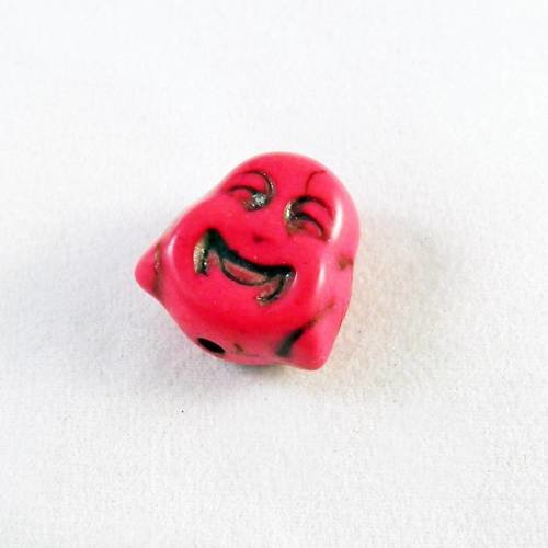 Magnifique breloque pendentif connecteur howlite buddha zen happy rouge 