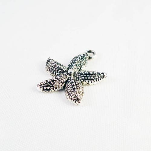 Bvv35 - breloque pendentif étoile de mer à motifs marin couleur argent vieilli